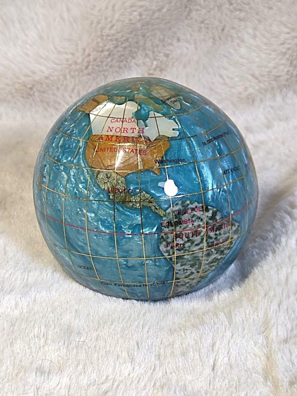 Vintage Handcrafted Semi-Precious Gemstone Globe Paperweight Alexander Kalifano